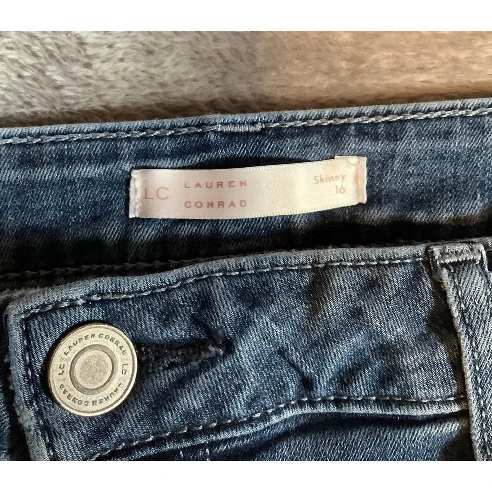 LC Lauren Conrad Women's Size 16 Skinny Jeans Medium Wash Blue Stretch Denim